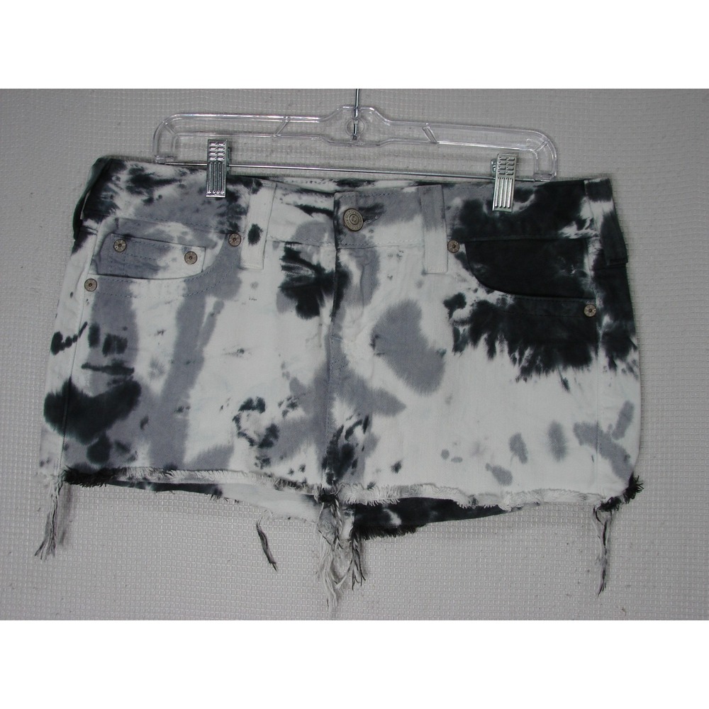 Y2K True Religion Micro Mini Skirt Size 31 Tie Dye Denim Streetwear Western